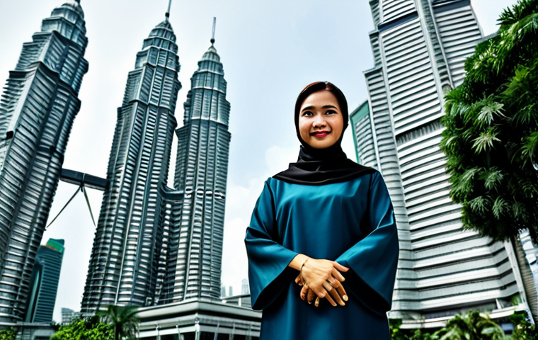 **

"A confident Malaysian woman in a professional baju kurung, standing in front of the Petronas Twin Towers in Kuala Lumpur, fully clothed, appropriate attire, safe for work, perfect anatomy, natural pose, professional photography, high quality, modest, family-friendly."

**