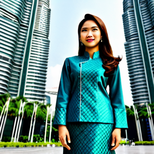**Prompt:** A confident Malaysian businesswoman in a modern baju kurung, standing in front of the Petronas Twin Towers in Kuala Lumpur, fully clothed, appropriate attire, safe for work, perfect anatomy, natural proportions, professional photography, high quality.